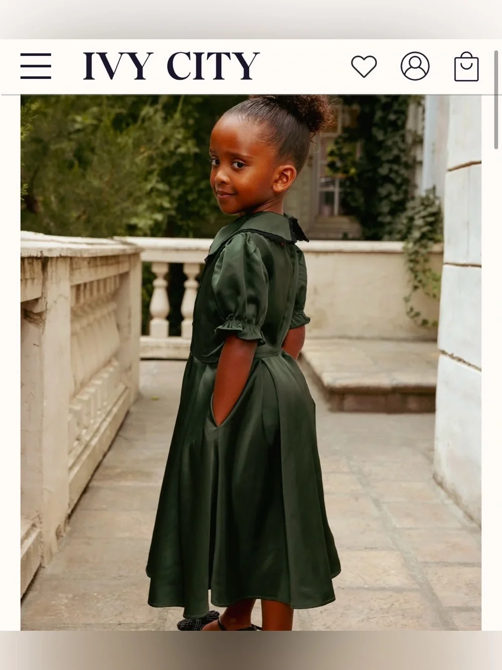 Ivy City Emerald Satin Puff Sleeve Dress